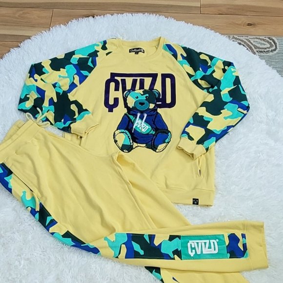 Civilized Camo Bear Men's Sweat Suit Size Pants 3XL Top 2XL - Picture 2 of 14